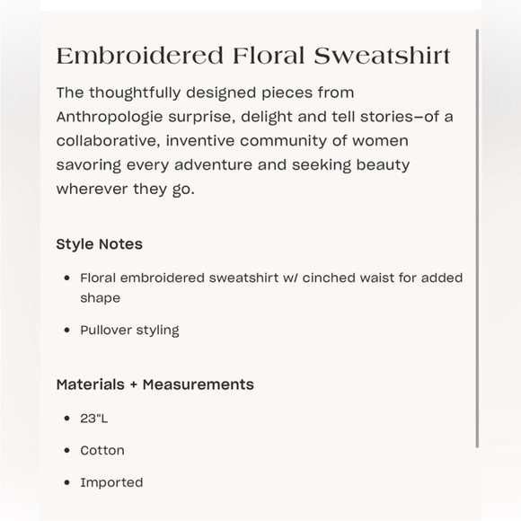 Anthropologie Floral Embroidered Sweatshirt Top Black Pink Flowers XS - Picture 4 of 12